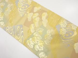 アンティーク　色紙に笠松・蔦の葉・楓模様織り出し袋帯（着用可）